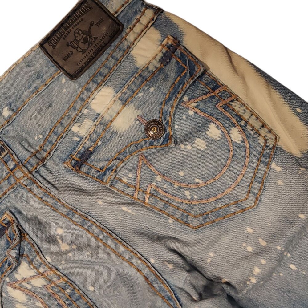 True Religion Bleached Splattered Super T Ricky Jeans Chief Keef Sz38